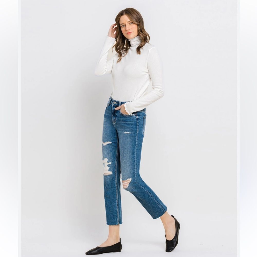 Vervet Blue Denim Hi-Rise Distressed Jeans Size 30